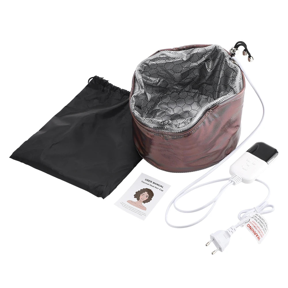 PU Leather Hair Steamer Cap For Deep Conditioning Nourishing Hair Care SPA Electric Thermal Hat Hair Mask Cap Home Salon Use